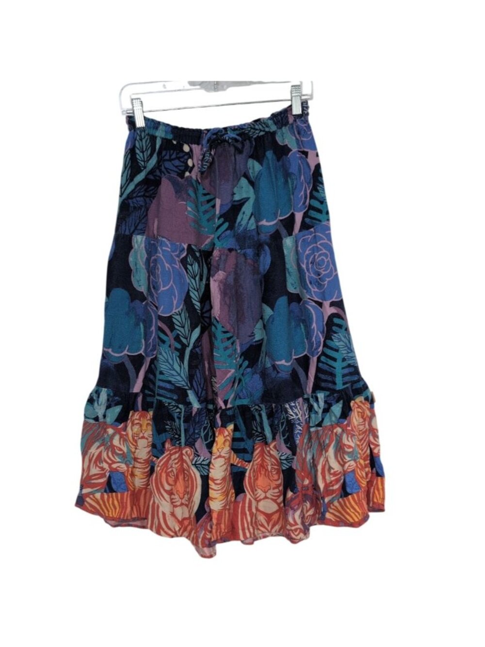 Cecilia Pettersson Floral Tiger Maxi Skirt Womens Size Small Jungle Tiered Vacat